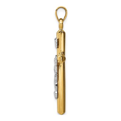 14K Two-Tone Gold Hollow Crucifix Pendant – view 3