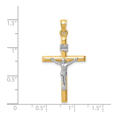14K Two-Tone Gold Hollow Crucifix Pendant – view 4