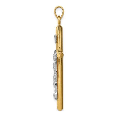 14K Two-Tone Gold Hollow Crucifix Pendant – view 3