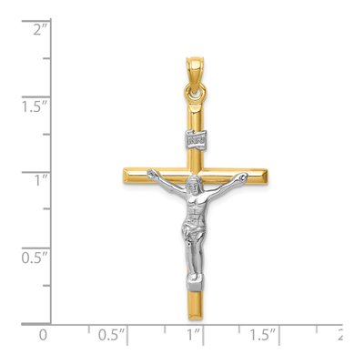 14K Two-Tone Gold Hollow Crucifix Pendant – view 4