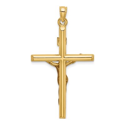 14K Two-Tone Gold Hollow Crucifix Pendant – view 5