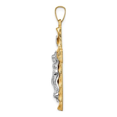 14K Two-Tone Gold Latin Crucifix Pendant – view 3