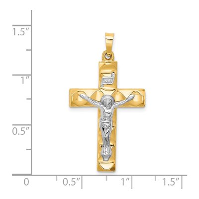 14K Two-Tone Gold Latin Crucifix Pendant – view 4