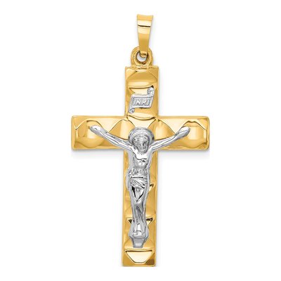 14K Two-Tone Gold Latin Crucifix Pendant