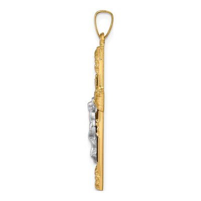 14K Two-Tone Gold Latin Crucifix Pendant – view 3