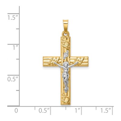 14K Two-Tone Gold Latin Crucifix Pendant – view 4
