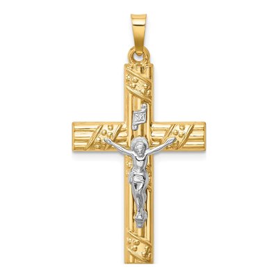 14K Two-Tone Gold Latin Crucifix Pendant