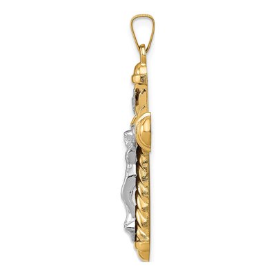 14K Two-Tone Gold Chevron Crucifix Pendant – view 3