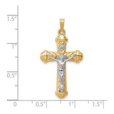 14K Two-Tone Gold Chevron Crucifix Pendant – view 5