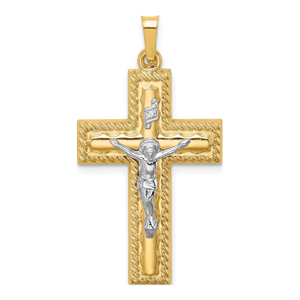 14K Two-Tone Gold Crucifix Pendant