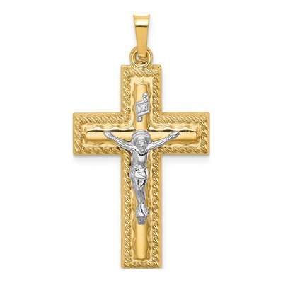 14K Two-Tone Gold Crucifix Pendant