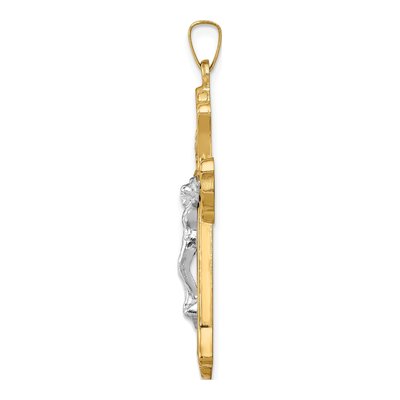 14K Two-Tone Gold Woven Fleur de Lis Crucifix Pendant – view 3