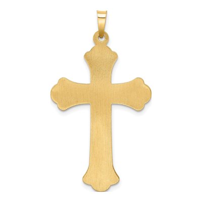 14K Two-Tone Gold Woven Fleur de Lis Crucifix Pendant – view 4