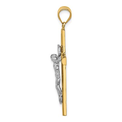 14K Two-Tone Gold INRI Crucifix Cross Pendant – view 3