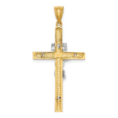 14K Two-Tone Gold INRI Crucifix Cross Pendant – view 5