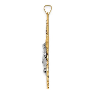 14K Two-Tone Gold INRI Crucifix Pendant – view 3