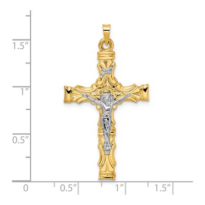 14K Two-Tone Gold INRI Crucifix Pendant – view 4