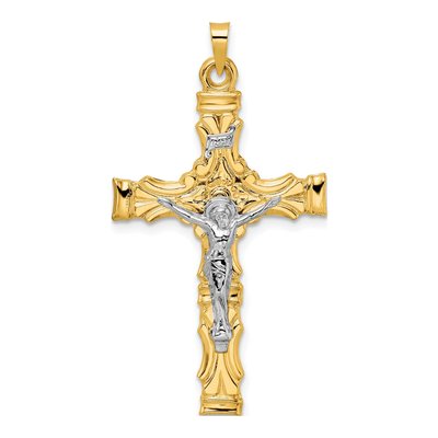 14K Two-Tone Gold INRI Crucifix Pendant