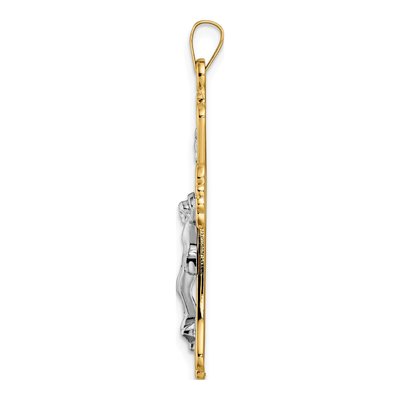 14K Two-Tone Gold INRI Crucifix Cross Pendant – view 3