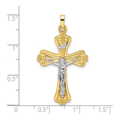 14K Two-Tone Gold INRI Crucifix Cross Pendant – view 4