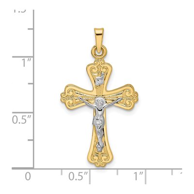14K Two-Tone Gold INRI Crucifix Pendant – view 4