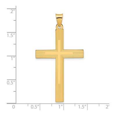 14K Yellow Gold Line Design Cross Pendant – view 4