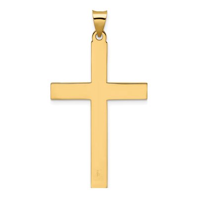 14K Yellow Gold Line Design Cross Pendant – view 5