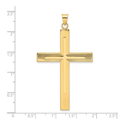 14K Yellow Gold Line Design Cross Pendant – view 4