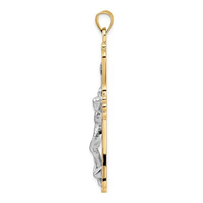 14K Two-Tone Gold INRI Crucifix Pendant – view 3