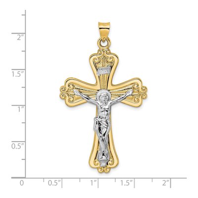 14K Two-Tone Gold INRI Crucifix Pendant – view 4