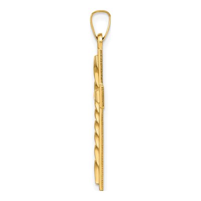 14K Yellow Gold Twisted Hollow Cross Pendant – view 3