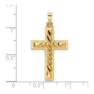 14K Yellow Gold Twisted Hollow Cross Pendant – view 4