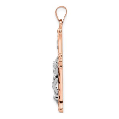 14K Two-Tone Gold Fleur de Lis Crucifix Pendant – view 3