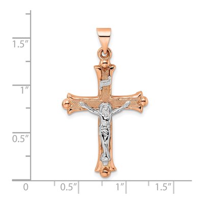 14K Two-Tone Gold Fleur de Lis Crucifix Pendant – view 4