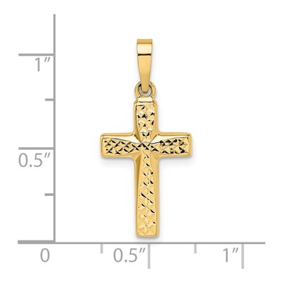 14K Yellow Gold Puffed Cross Pendant – view 4