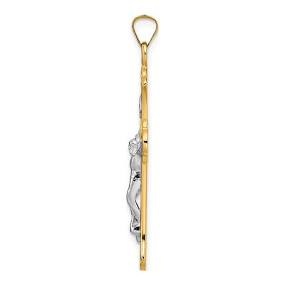 14K Two-Tone Gold INRI Fleur de Lis Crucifix Pendant – view 3