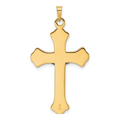 14K Two-Tone Gold INRI Fleur de Lis Crucifix Pendant – view 5