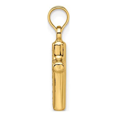 14K Yellow Gold Diamond-Cut Puffed Cross Pendant – view 3