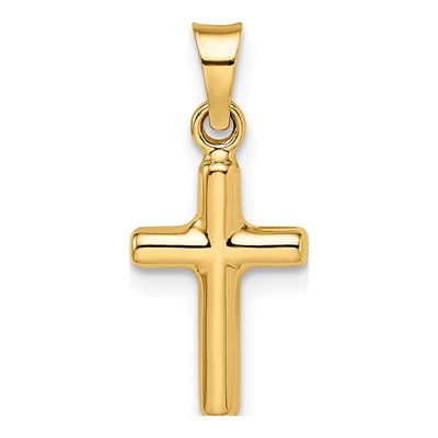 14K Yellow Gold Diamond-Cut Puffed Cross Pendant – view 4