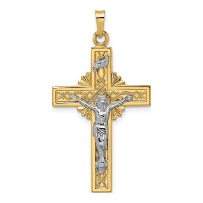 14K Two-Tone Gold Celtic INRI Crucifix Pendant