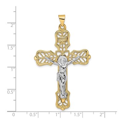 14K Two-Tone Gold Filigree Crucifix Pendant – view 4