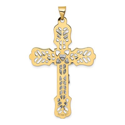 14K Two-Tone Gold Filigree Crucifix Pendant – view 5