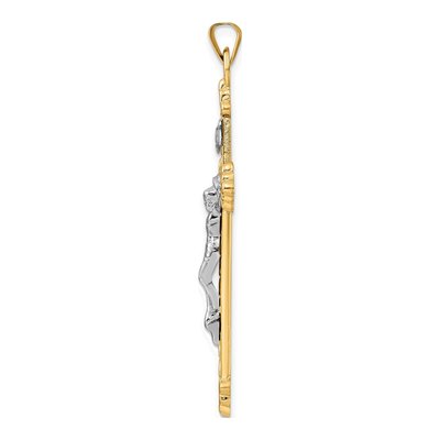 14K Two-Tone Gold INRI Crucifix Pendant – view 3