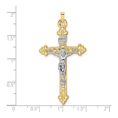 14K Two-Tone Gold INRI Crucifix Pendant – view 4