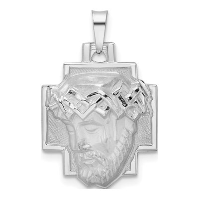14K White Gold Jesus Head Pendant
