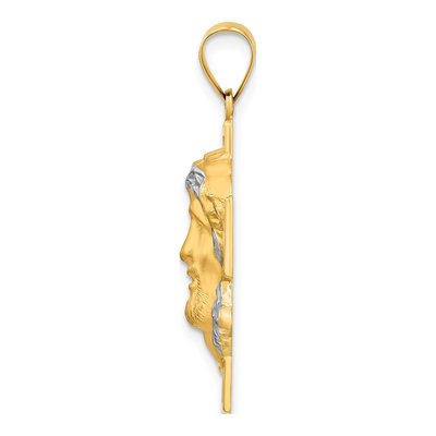 14K Yellow Gold Hollow Jesus Face Cross Pendant – view 3