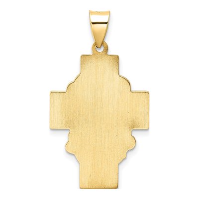 14K Yellow Gold Hollow Jesus Face Cross Pendant – view 5