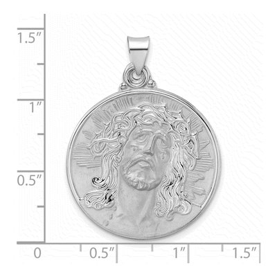 14K White Gold Jesus Face Disc Pendant – view 4