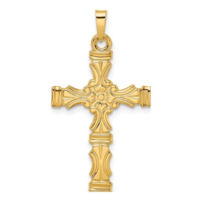 14K Yellow Gold Fancy Design Cross Pendant