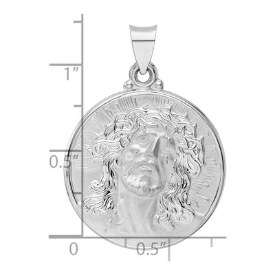 14K White Gold Jesus Face Disc Pendant – view 4
